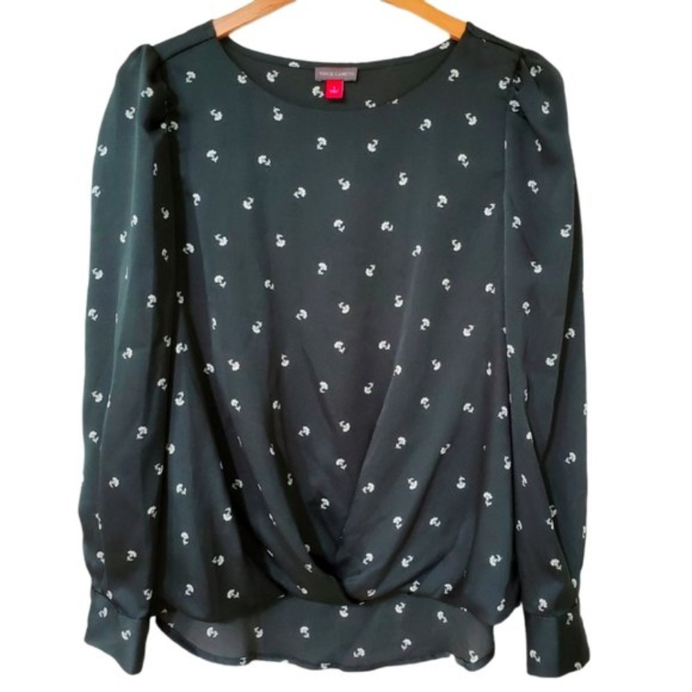 Vince Camuto Long Sleeve Blouse Dark Green Women's Small